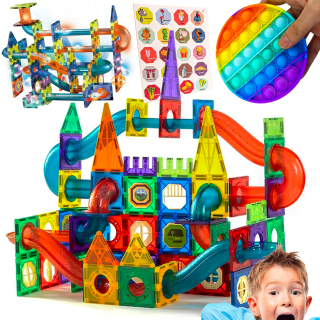 MAGNETICKÉ BLOKY, ŽIARENÁ GUĽOVÁ DRÁHA XXXL, STAVEBNÁ SADA + ZADARMO